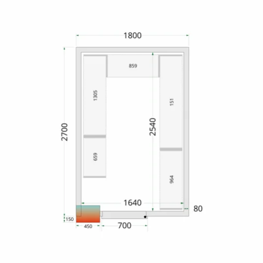 Chladící místnost, chlaďák TEFCOLD CR 180x270x220 (+sleva při koupi na IČO)