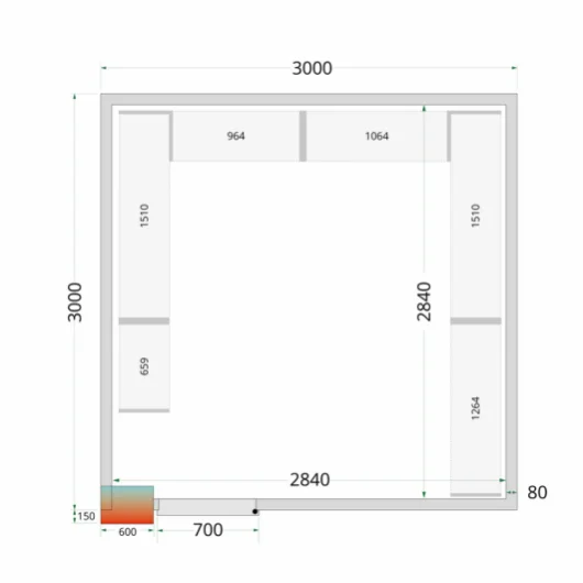 Chladící místnost, chlaďák TEFCOLD CR 300x300x220 (+sleva při koupi na IČO)