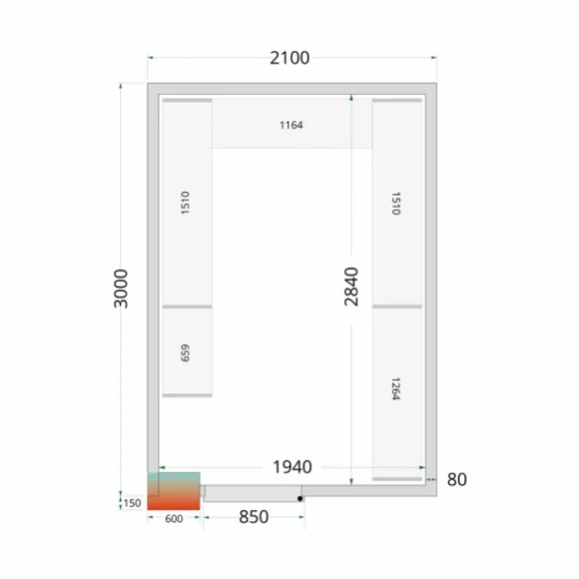 Chladící místnost, chlaďák TEFCOLD CR 210x300x220 WD (+sleva při koupi na IČO)