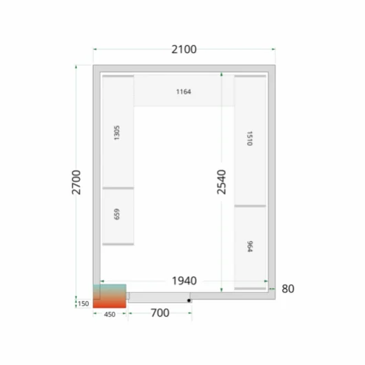 Chladící místnost, chlaďák TEFCOLD CR 210x270x220 (+sleva při koupi na IČO)